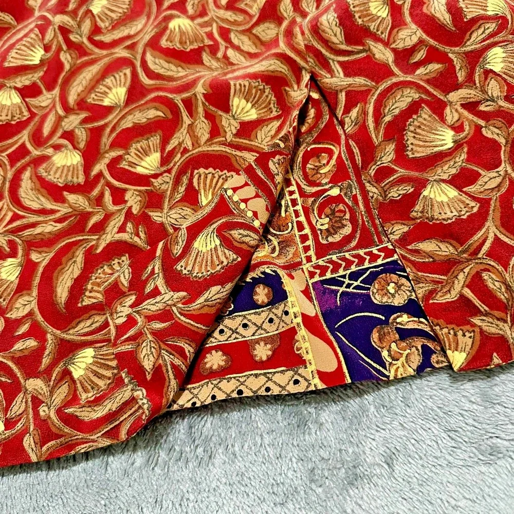 NWT VTG Dana Buchman 100% Silk Reversible Boho Maxi Skirt Plus 24